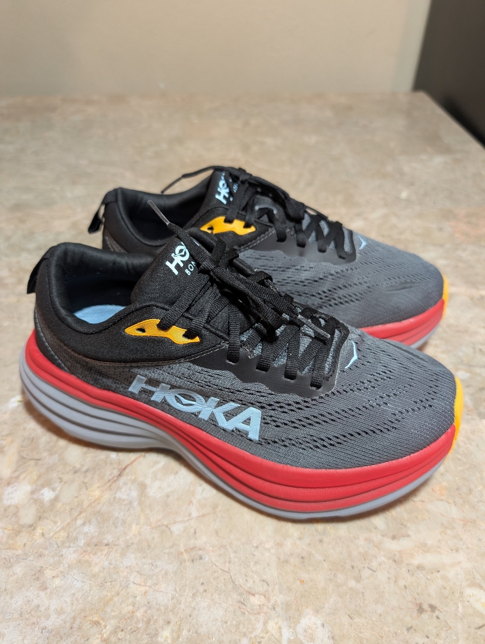 Hoka One One Bombi 8 ACTL Anthracite Blue-red Cushioned Shoes Women's Size 7D